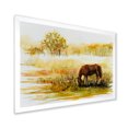 thumbnail image 2 of Designart 'Horse Eating Grass On A Meadow' Farmhouse Framed Art Print, 2 of 4