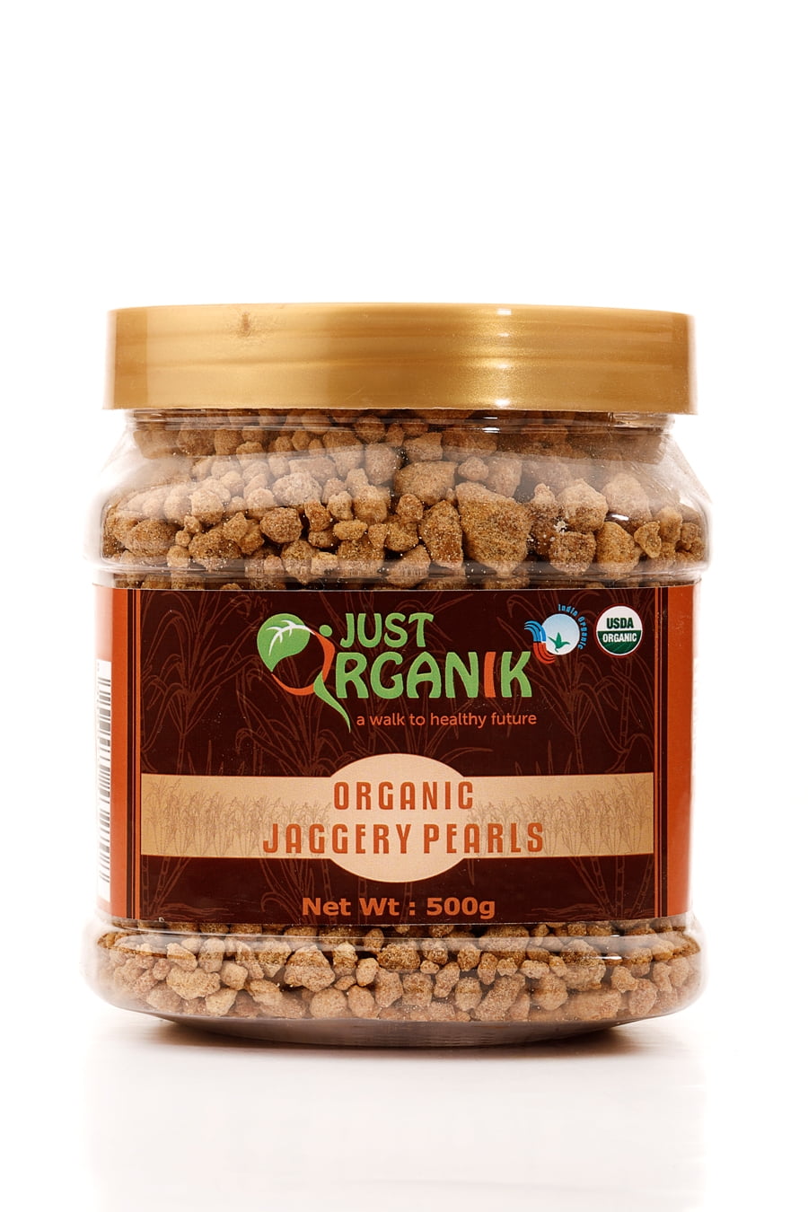 Just Organik Organic Jaggery Pearls, Unrefined Raw Cane Sugar, 1 LB