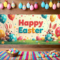 thumbnail image 5 of LUUFILx Happy Easter Backdrop with Bunnies Easter Egg Photography Decorations Garden Party Supplies Background Banner Spring Decor, 5 of 8