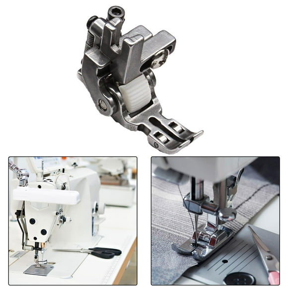 Pies para máquina de coser Industrial, prensatelas con rodillo de acero, pieza de máquina de coser de cama plana para tela gruesa Rueda dentada normal perfecl Presilla