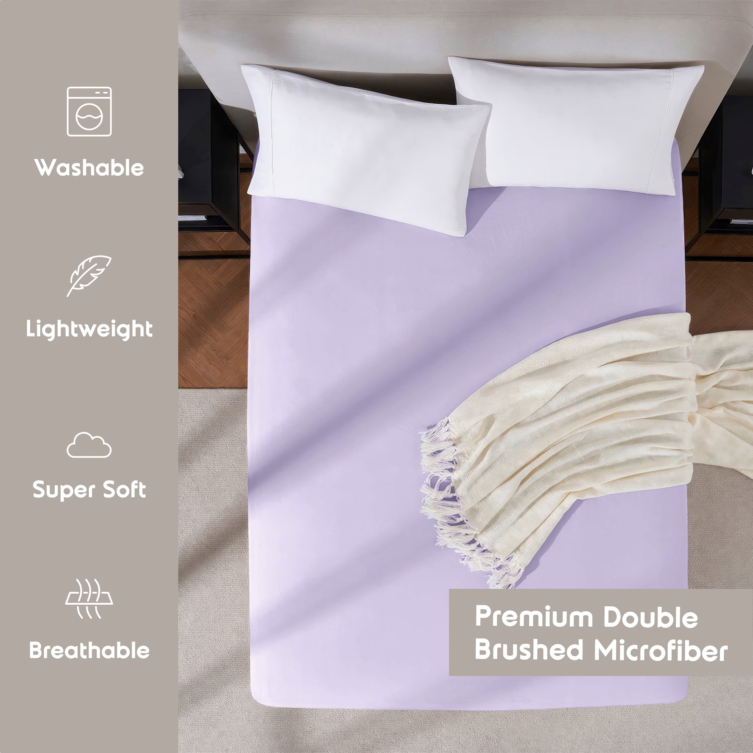 Lammaloe 2 Pack Extra Deep Pocket Queen Fitted Sheet Only, Fits 18" to 24" Mattress, Soft Microfiber Fitted Bed Sheet, Lavender