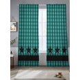 thumbnail image 2 of Checkered Stars Sheer Curtains for Living Room Bedroom, Light-filtering Sheer Curtain, Retro Green Black Plaid Art Rod Pocket Voile Window Treatment Drapes, 52’’Wx96’’L, 2 Panels Set, 2 of 7