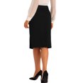 thumbnail image 3 of Falda de cintura alta de INSPIRE CHIC para mujer con lazo en la cintura, abertura en la rodilla, falda lápiz ajustada, negra L, 3 of 6