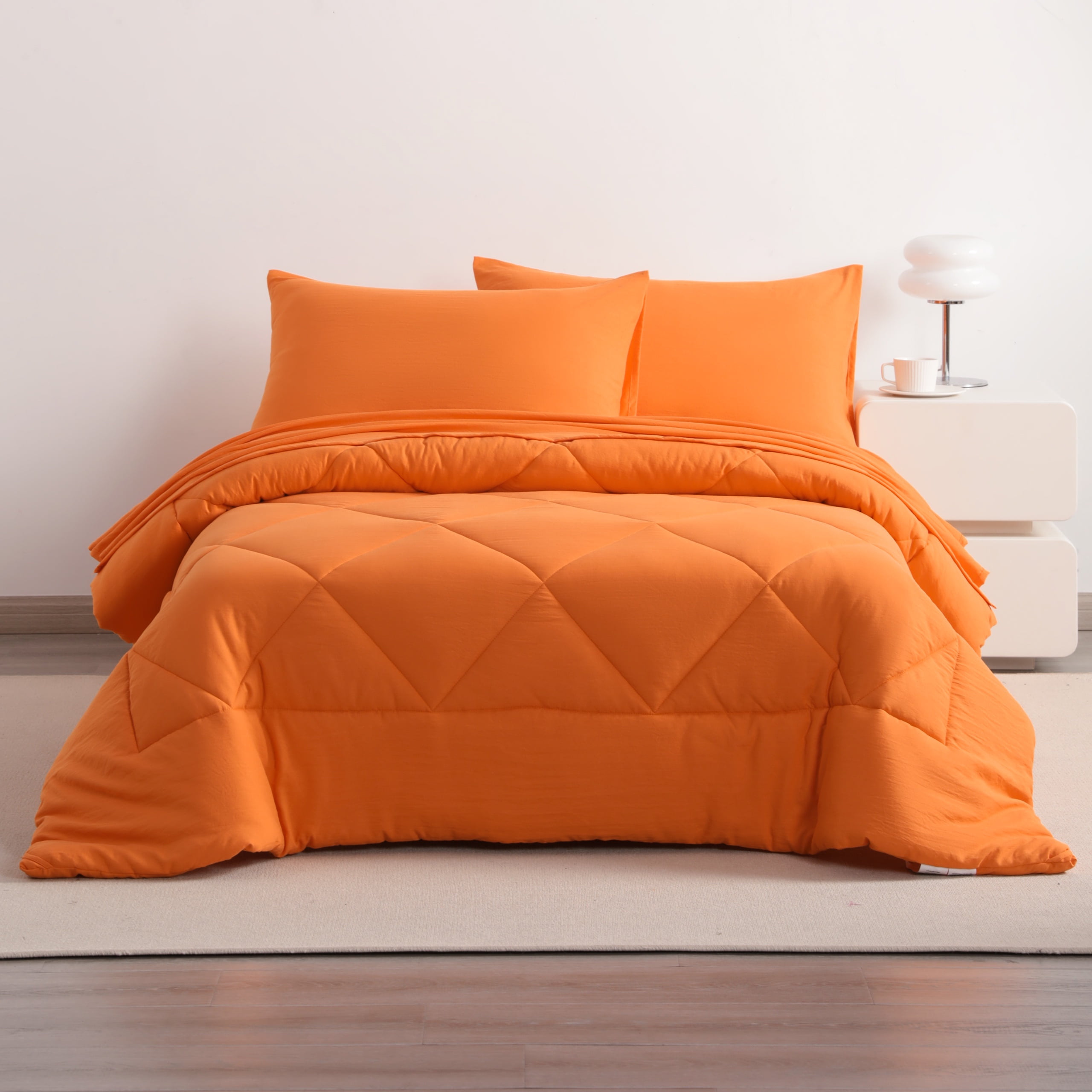 Ntbay 5 Piece Twin Bedding Comforter Set, Ultra Soft and Breathable Bed in a Bag, Includes Quilted Comforter, Fitted Sheet, Flat Top Sheet, 2 Envelope Pillowcases, Orange