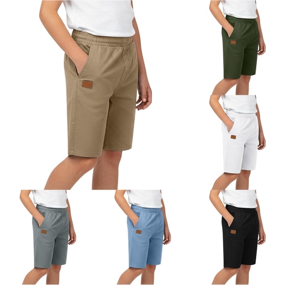 Unisex Children Relaxed‑Fit Multi‑Color Sports Shorts, Side Pockets Elastic Waist Skin‑Friendly Boys Girls Summer Knee Pants
