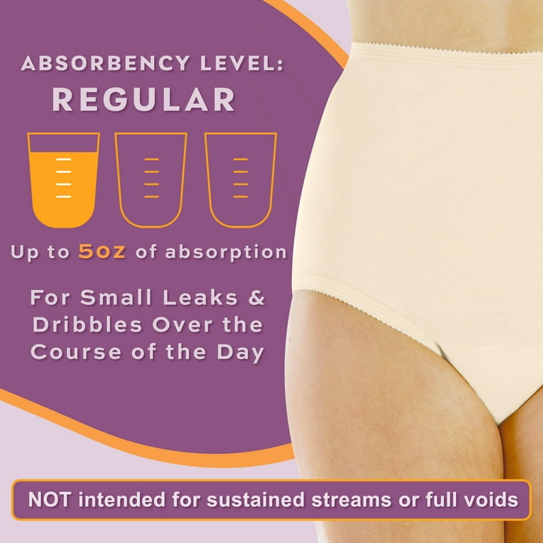  Wearever Women's Incontinence Underwear for Bladder Control  with Super Absorbency - Reusable & Washable Leak Proof Underwear for Women  Single Panty - (Beige) (5X) (Fits Hip 55-57) : Health & Household
