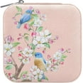 thumbnail image 2 of Travel Jewelry Box Bird Pink Flowers PU Leather Jewelry case Small Portable Jewelry Organizer Box for Rings Earrings Necklaces Bracelets（Pink） Women Gifts, 2 of 7