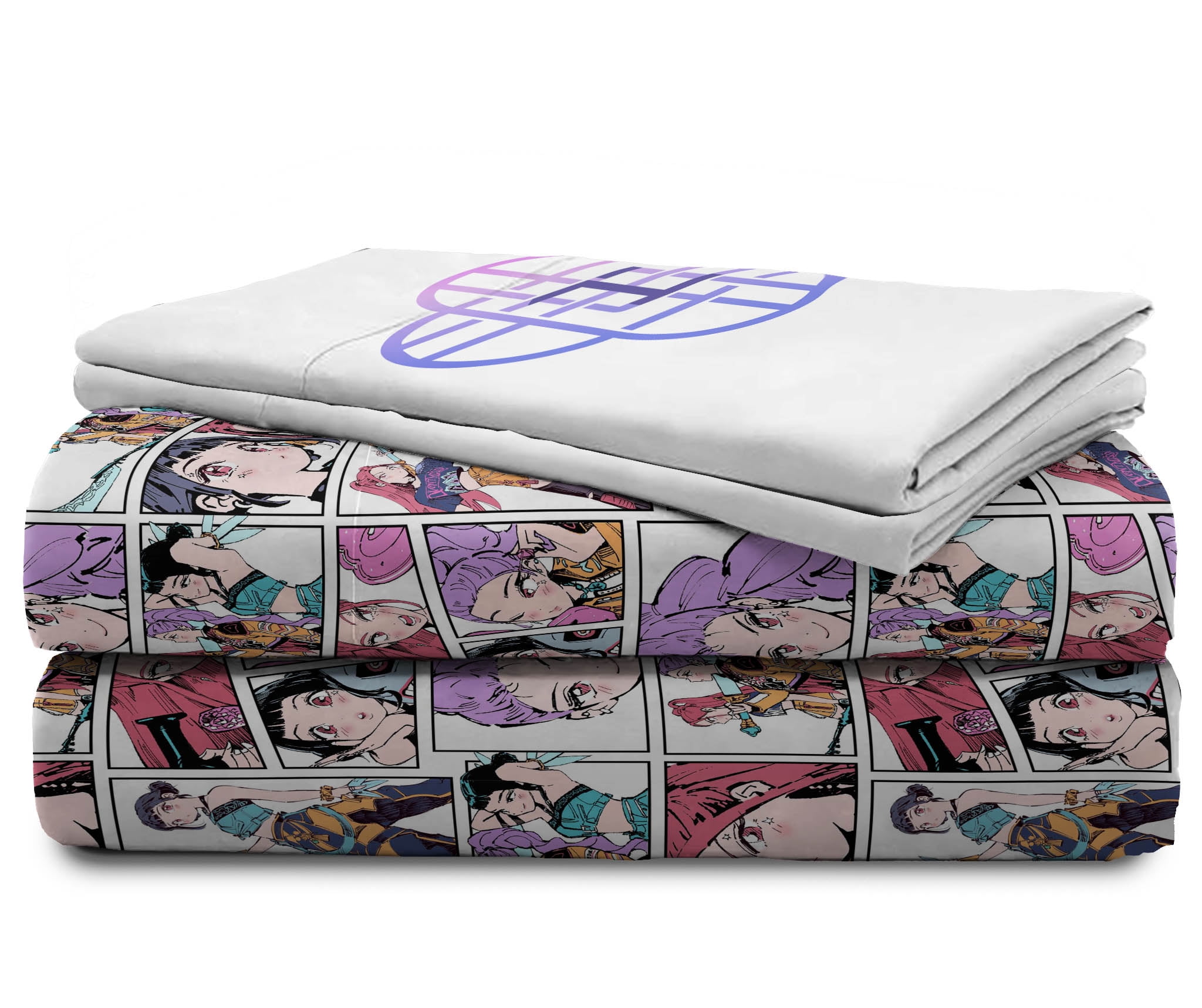 KPOP Demon Hunters Huntrix Trio Kids 4 Piece Bedding Sheet Set, Multicolor, Full Size