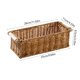 thumbnail image 3 of Cesta de almacenamiento tejida | Organizador de plástico tejido a mano con asas | Textura imitación ratán | Caja de escritorio rectangular | Cocina Baño Organizador de bocadillos de frutas | Marrón, 3 of 6