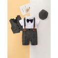 thumbnail image 3 of Infant Newborn Baby Boys Jumpsuit Set 3M 6M 9M 12M 18M 24M Gentleman Short Sleeve Romper + Gilet + Hat Summer Outfit, 3 of 10