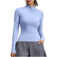 thumbnail image 2 of FNFYFH Long Sleeve Workout Tops for Women Quarter Zip Golf Shirt Slim Fitted Athletic Gym Yoga Running Shirt, 2 of 8
