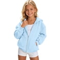 thumbnail image 2 of Zip Up Hoodie Girls Solid Color Full Zip Hoodie Coat Casual Fall Winter Girls Hoodies Size 14-15Y, 2 of 5