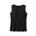 thumbnail image 2 of Women's Padded Tank Top Wide Strap Built-in Bra, Slim Fit Sleeveless Summer Vest, Solid Color Base Layer, Shoulder Shaping Ribbed Shirt, Breathable Camisole, 2 of 7