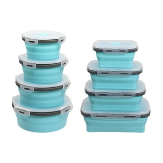 Collapsible Food Storage Containers with Airtight Lid, 4 Sizes, Annaklin  Small and Large Stacking Silicone Collapsible Meal Prep Container Set for