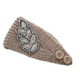 thumbnail image 2 of Linyer Crochet Headbands Winter Leaves Pattern with Rhinestones Elastic Head Protector Wide Warm Chunky Hair Accessories for Girls Khaki, 2 of 5