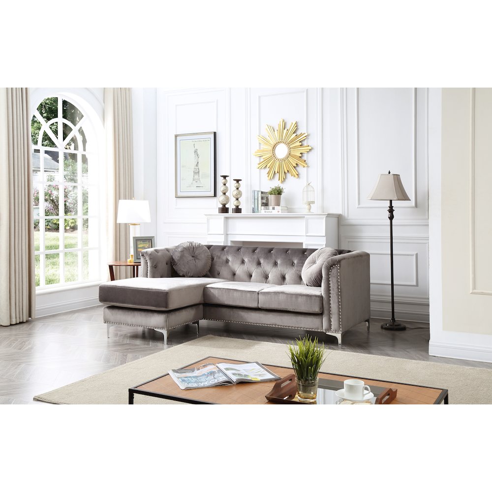 Glory Furniture Pompano Sofa Chaise in Dark Gray Color