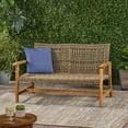 thumbnail image 3 of Zaiden Outdoor Wood and Wicker Loveseat, Natural Finish with Gray Wicker, 3 of 9