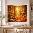 thumbnail image 5 of Pumpkins & Sunflowers in an Arched Forest Window, Cozy Rustic for Nature Lovers, Autumn Harvest Wall Art, Thanksgiving Gift, Tapestry Wall Hanging for Bedroom and Living Room, 5 of 7