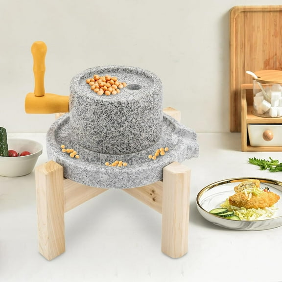 Handmade Stone Grinder, Household Natural Handmade Hand Mill Grain, Hand Stone Mill Manual for Food Paste Mill Bean Barley Stone Mill White