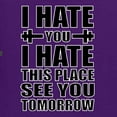 thumbnail image 5 of Wild Bobby I Hate You I Hate This Place See You Tomorrow Gym/Workout Women Graphic Long Sleeve Tee, Purple, Small, 5 of 5