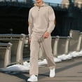 thumbnail image 3 of Wdfiry Men's 2 Piece Outfit Sets Fall Ribbed Plus Size Long Sleeve Casual Sweatsuits Button Stand Collar Tops and Loose Wide Leg Pants Sets, 3 of 9