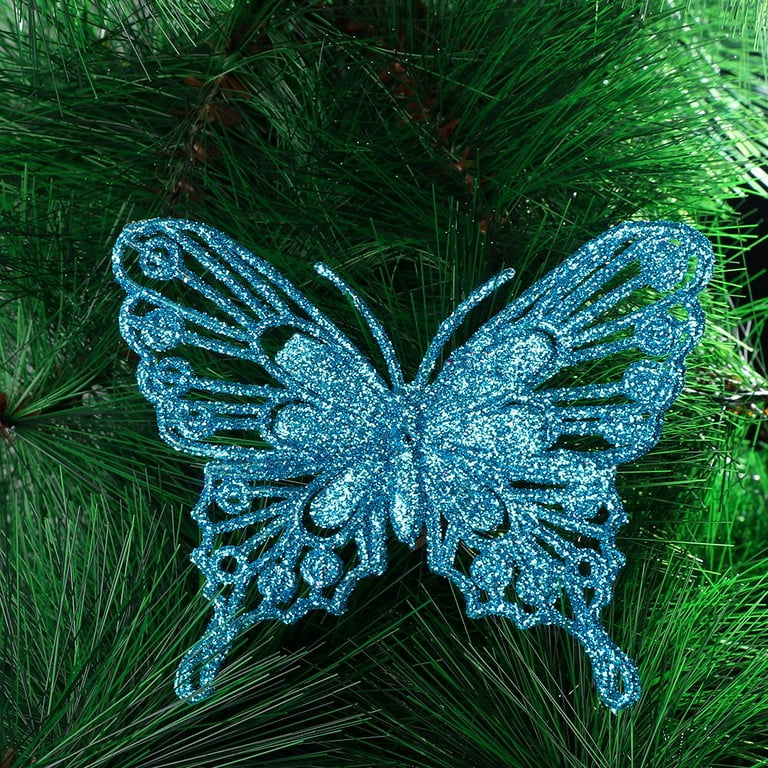 New Gold Powder Glitter New Year Decor Christmas Butterfly Fake Butterfly Christmas Tree Decorations Home Xmas Ornaments Gold
