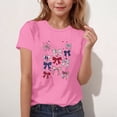 thumbnail image 5 of oelaio Kids Girls 4th of July Short Sleeve T-Shirts American Flag Patriotic Tops Boys Crewneck Graphic Tee Pink 110, 5 of 7
