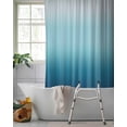 thumbnail image 2 of Split Shower Curtain for Transfer Bench, Navy Blue Ombre Fabric Shower Curtains for Bathroom, Teal White Gradient Modern Abstract Art Tub Sliding Transfer Bench Waterproof Bath Curtains 72"x78", 2 of 9