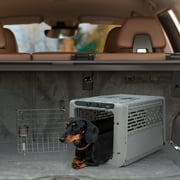 Sport Pet Designs 19-Inch Collapsible Plastic Dog Kennel, Portable Folding Pet Carrier for Small Dogs and Pets up to 20 lbs, Gray, XS