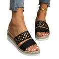 thumbnail image 5 of CQONEPT Orthopedic Wedge Slides for Women Open Toe Boho Casual Slip On Casual Summer Beach Slipper Walking Shoes Black 41, 5 of 7