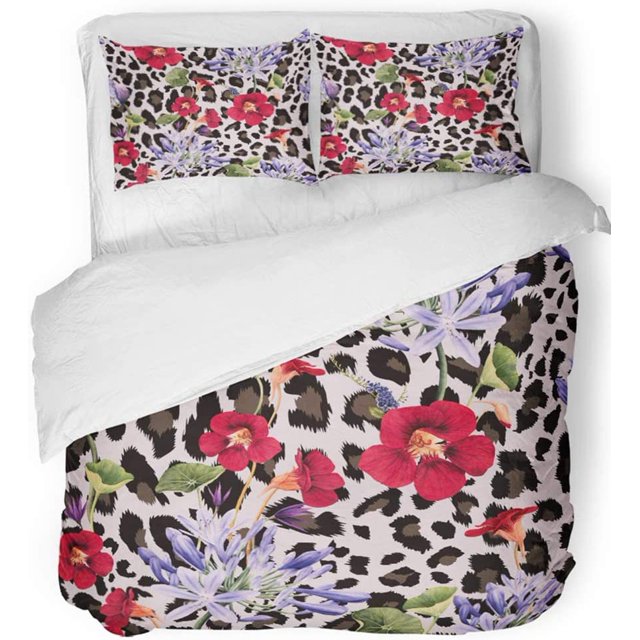 Juego de Ropa de Cama de 3 Piezas ABPHQTO Ramo Colorido Floral Acuarela Verde Blanco Tamaño Twin