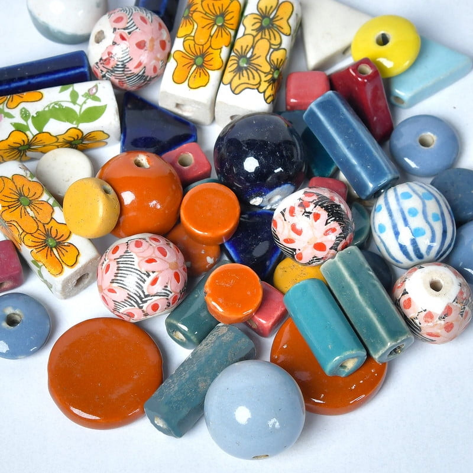 Craft Attic Ceramic Beads Assorted Colors and Shapes, 1/2 Pound Bag