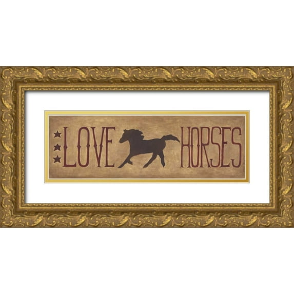 Shamp, Cindy 32x13 Gold Ornate Wood Framed with Double Matting Museum Art Print Titled - Love Horses