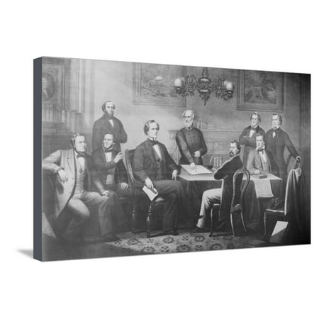 - Engraving of Jefferson Davis and His Cabinet Stretched Canvas Print Wall Art