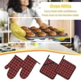 thumbnail image 5 of Sikiie Red Black Plaid Oven Mitts and Pot Holders, Silicone Oven Gloves, Heat Resistant Oven Mitts 4Pcs Set, 5 of 6