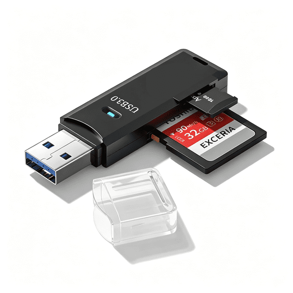 GJX Usb3.0 Micro Sd Card Reader,5Gbps 2-In-1 Sd Card Reader to Usb Adapter Memory Card Reader for Sdxc,Sdhc,Mmc,Rs-Mmc,Micro Sdxc,Micro Sd,Micro Sdhc and Uhs-I Cards (1Pack Black)