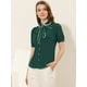 thumbnail image 4 of Blusa de Trabajo Allegra K Manga Corta Cuello Abullonado Cuello Peter Pan Mujer Verde oscuro L, 4 of 4