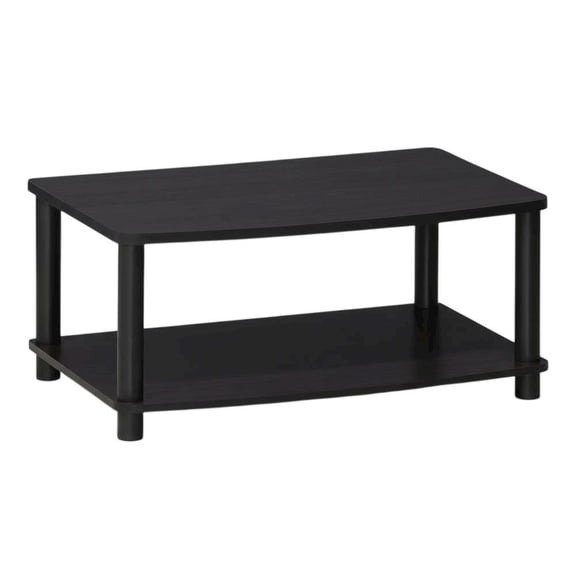 Dark Walnut 2-Tier Elevated TV Stand with No Tools Assembly