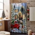 thumbnail image 3 of Christmas Winter Snowman Bathroom Shower Curtain Red Truck House Xmas Tree Vintage Waterproof Washable Shower Curtains for Bathtub Bath Decor with Grommets and Hook 54 X 78 Inch, 3 of 8