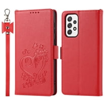 Allytech Wallet Phone Case for Samsung Galaxy A33 5G,Full Protection Embossed Leather Magnetic Flip Holder Card Slots Protective Cover,Red