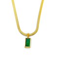 thumbnail image 1 of Diseño de nicho sentido cadena de cuchillas sentido avanzado sentido de lujo ligero Esmeralda verde zircon colgante collar de acero de titanio mujer, 1 of 3