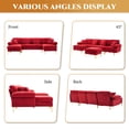 thumbnail image 4 of Rophefx 114" Modular Sectional Sofa,Velvet U Shaped Sectional Sofa Couch with Chaise Lounge,Ottoman &Gold Legs 4 Deep Seater Sofa for Living Room Bedroom Apartment,Red, 4 of 10