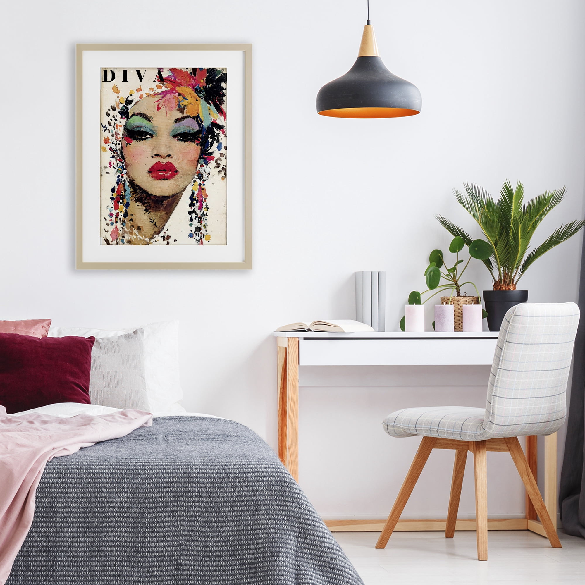 Stupell Industries Diva Fashion Portrait Birch Framed Print Under Glass, design by Annabelle Hall