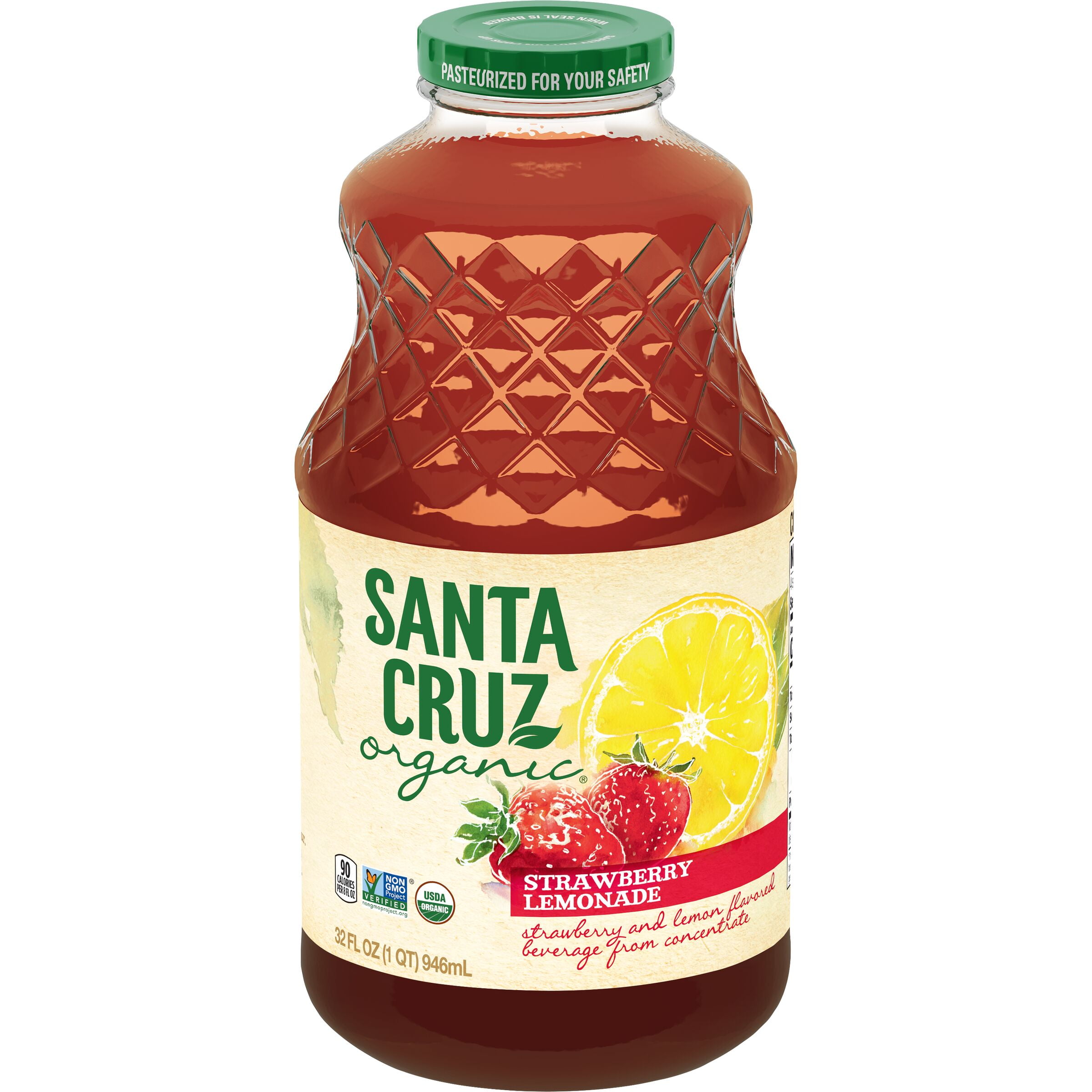 Santa Cruz Organic Strawberry Lemonade, 32 oz, Glass Bottle