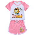 thumbnail image 1 of Venta al por mayor de ropa de juego Kawaii Fun Squad, conjunto de camisas de verano para niños, camisetas de algodón, camisetas de dibujos animados, trajes deportivos para niñas pequeñas zhangmenya LED, 1 of 2