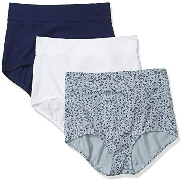 Warner's - Warner's 3 Pack Cotton Tailored Brief Panties, White/Blue ...