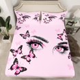 thumbnail image 2 of Manfei Pink Eyes Twin Sheet Sets,Kawaii Butterflies Twin Fitted Sheet,Dreamy Fairy Tale Flat Sheet For Girls Boys,Ultra Soft Home Decor,3-Piece, 2 of 7