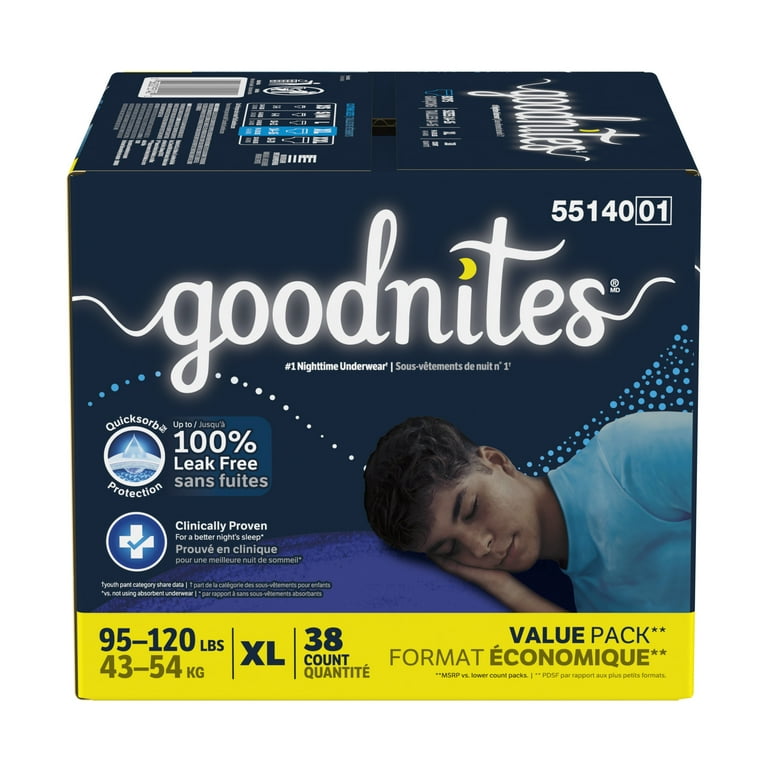 Goodnites Bedwetting Underwear for Boys, XL (95-120 lbs), 38