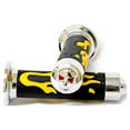 thumbnail image 1 of Krator ATV / PWC Chrome Skull Hand Grips Yellow Flame Set Compatible with Honda Rincon, 1 of 5
