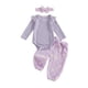 thumbnail image 1 of Traje de Manga Larga para las Niñas Rayas de Manga Volante Cuello Redondo Superior, Pantalones de Manga Larga a Rayas con Cintura Elástica Y Banda, Algodón Suave Niños Romper de Bebé, 1 of 6